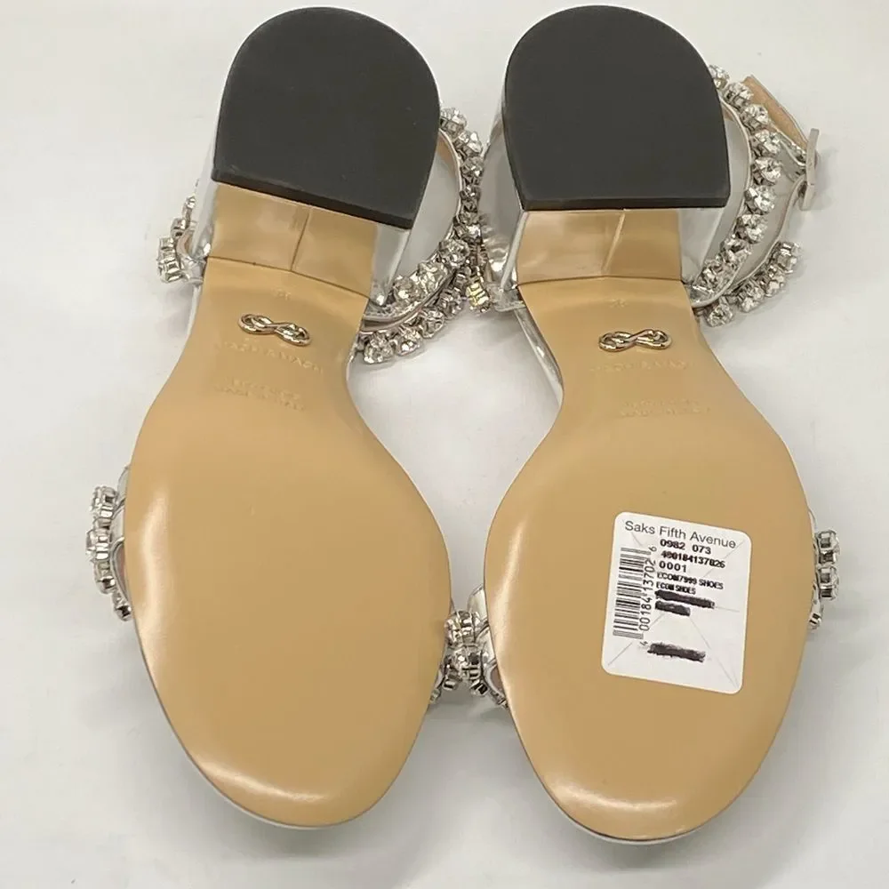 Mach & Mach Audrey Embellished Metallic Leather Ankle Sandals size 38